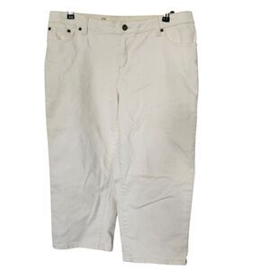 Liz Claiborne Womens Cream Everyday Ease Cropped Stretch Jeans Size 14